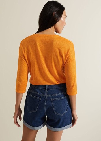 Phase Eight Leah Linen T Shirts Orange USA | 0758193-RX